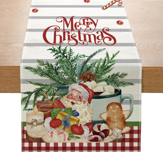 ZCHOMI Christmas Table Runner 13x72 Inch Santa Claus Dessert Coffee Winter Kitchen Dinning Table Decoration for Indoor Outdoor Birthday Home Party Decor