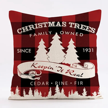 Red Plaid Christmas Pillow Cover 18x18in for Home Decor