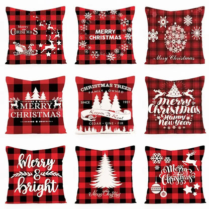 Red Plaid Christmas Pillow Cover 18x18in for Home Decor