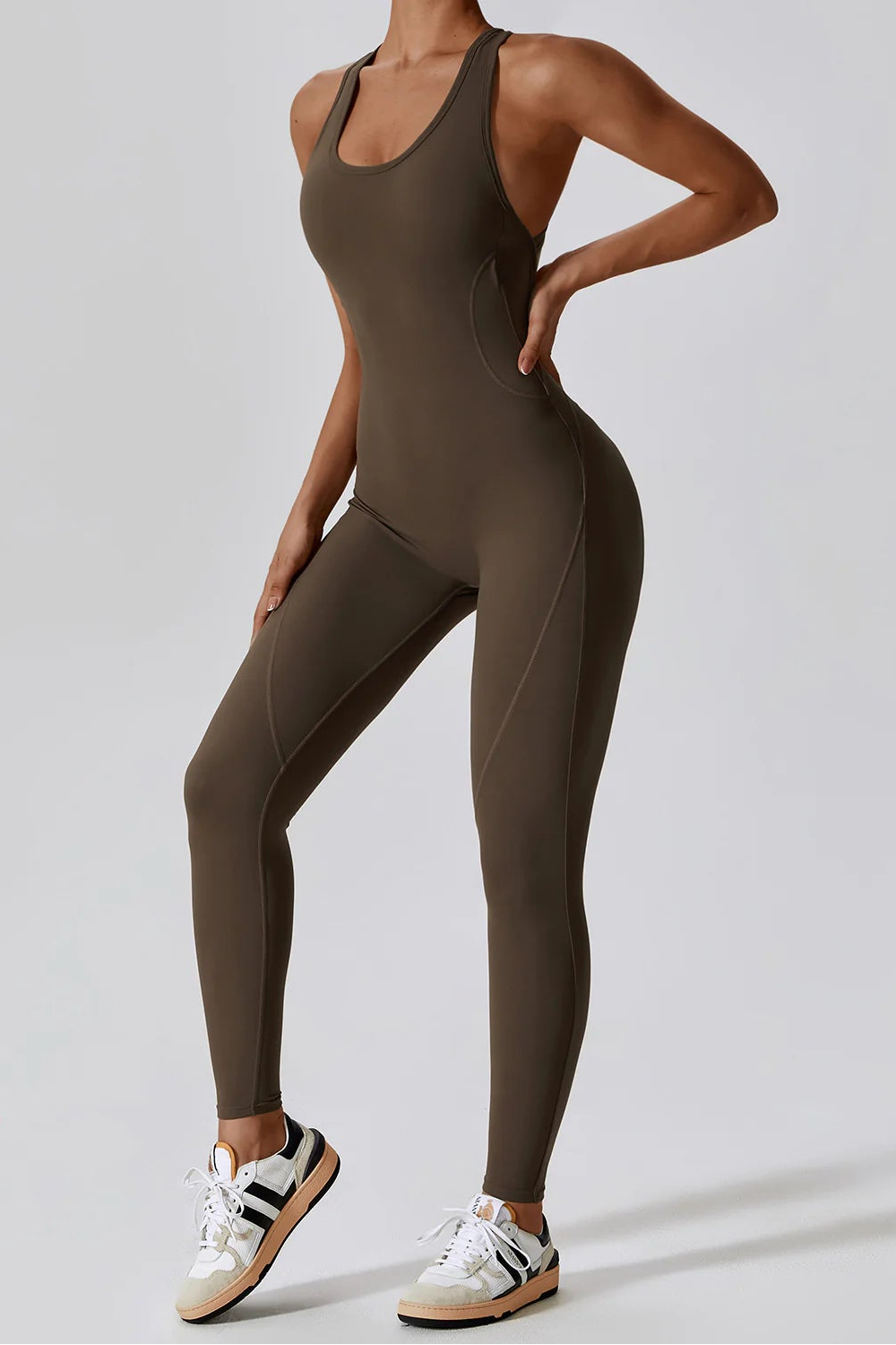 High Elasticity Women's Yoga Bodysuit with Open Back